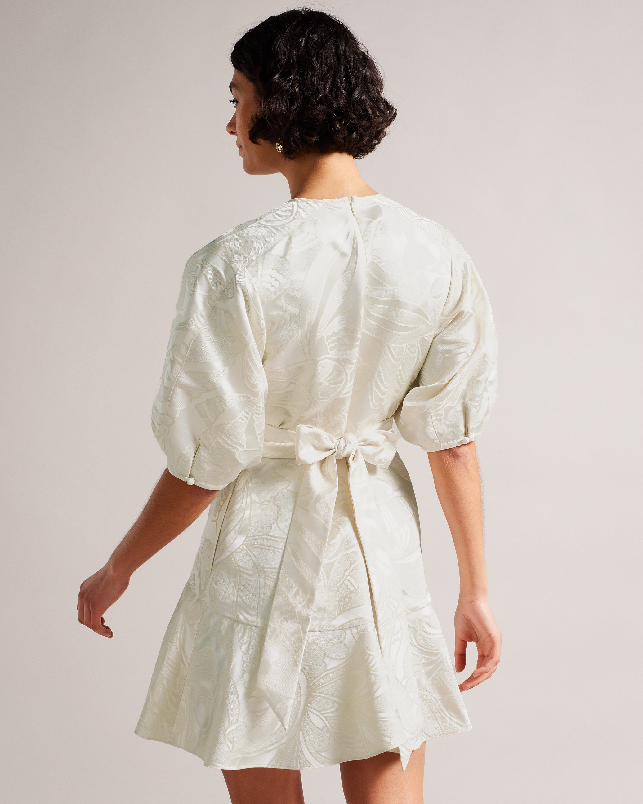 Alannah Puff Sleeve Jacquard Mini Dress