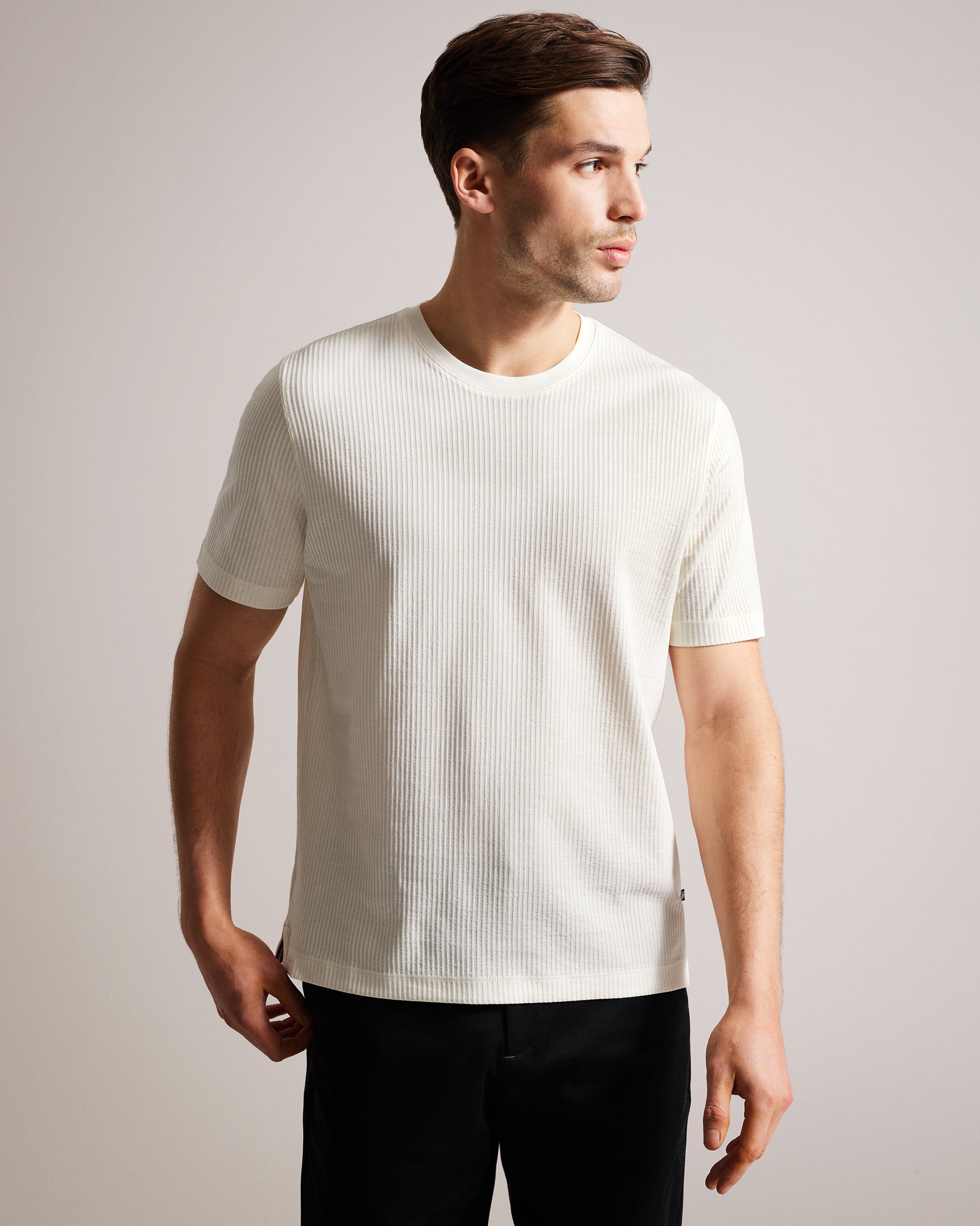 Rakes Textured Regular Fit T-Shirt White