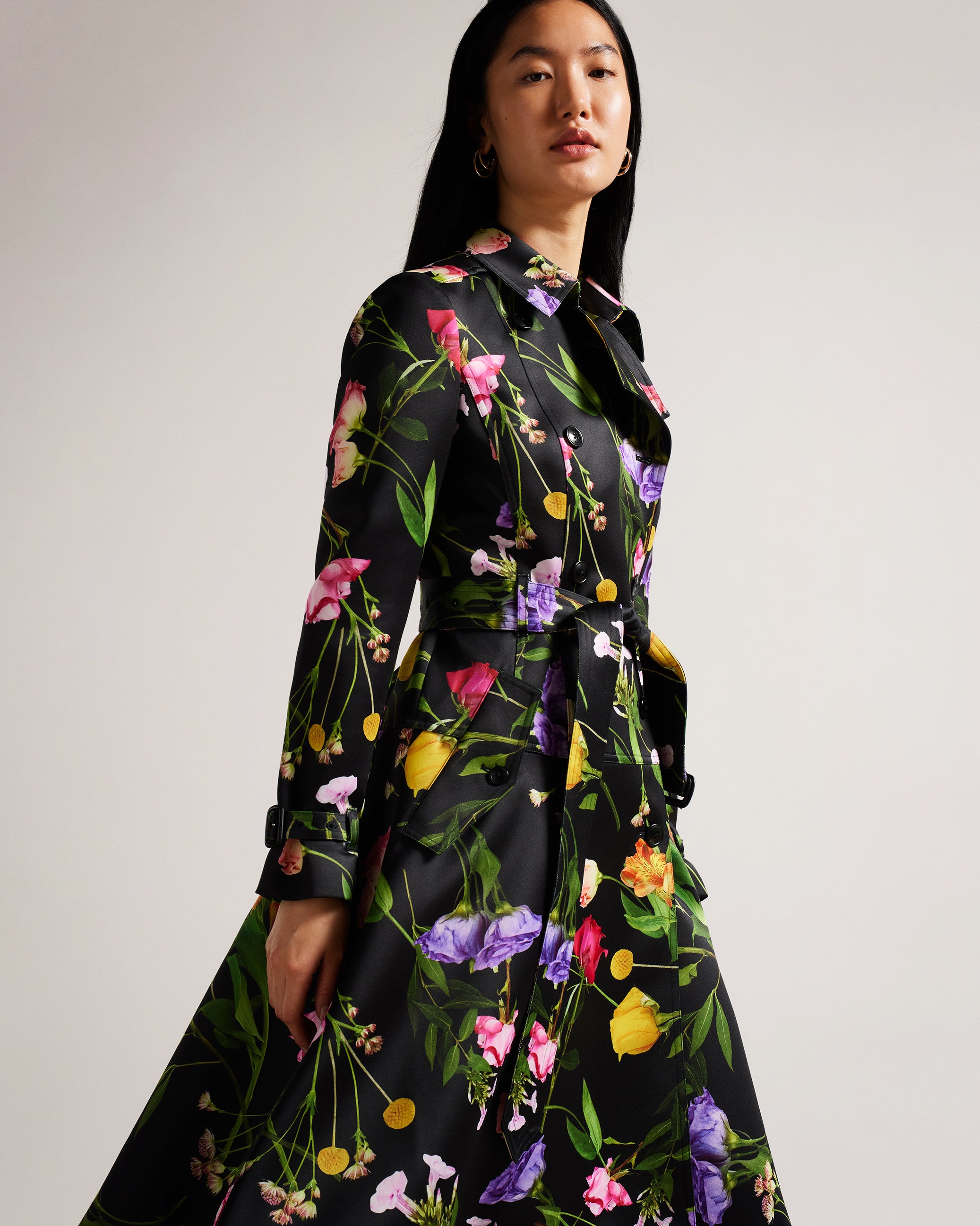 Moiraa Printed Double Breasted Trench
