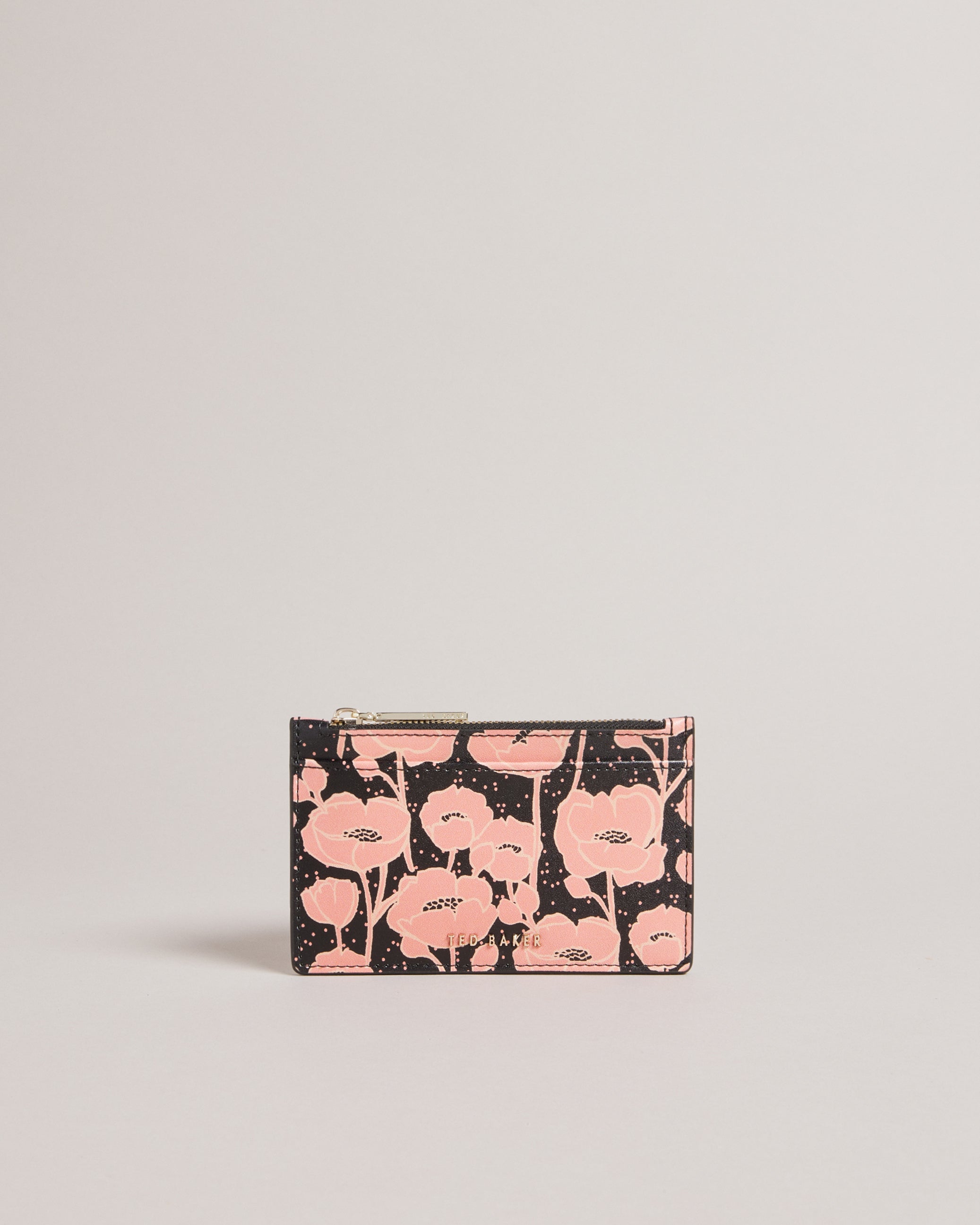 Poppsi Floral Printed Zip Card Holder